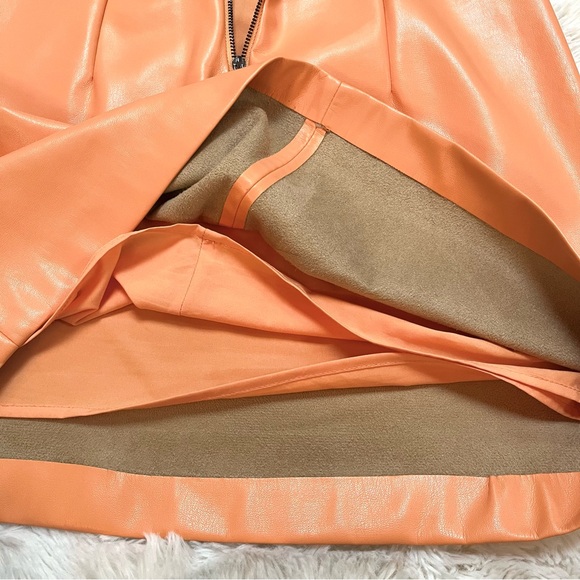 House of Harlow Vegan Leather Sherbert Orange Shift Dress - Picture 9 of 10